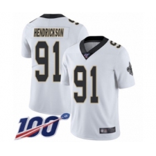 Men's New Orleans Saints #91 Trey Hendrickson White Vapor Untouchable Limited Player 100th Season Football Jersey