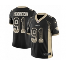 Men's Nike New Orleans Saints #91 Trey Hendrickson Limited Black Rush Drift Fashion NFL Jersey