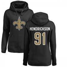 NFL Women's Nike New Orleans Saints #91 Trey Hendrickson Black Name & Number Logo Pullover Hoodie