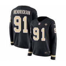 Women's Nike New Orleans Saints #91 Trey Hendrickson Limited Black Therma Long Sleeve NFL Jersey