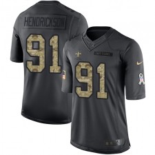 Youth Nike New Orleans Saints #91 Trey Hendrickson Limited Black 2016 Salute to Service NFL Jersey