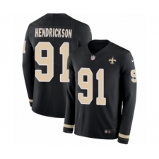 Youth Nike New Orleans Saints #91 Trey Hendrickson Limited Black Therma Long Sleeve NFL Jersey