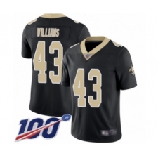 Men's New Orleans Saints #43 Marcus Williams Black Team Color Vapor Untouchable Limited Player 100th Season Football Jersey