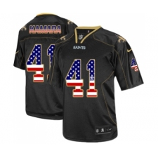 Men's New Orleans Saints #41 Alvin Kamara Elite Black USA Flag Fashion Football Jersey