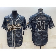 Men's New Orleans Saints #41 Alvin Kamara Grey Camo With Patch Cool Base Stitched Baseball Jersey