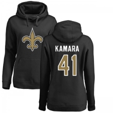 NFL Women's Nike New Orleans Saints #41 Alvin Kamara Black Name & Number Logo Pullover Hoodie
