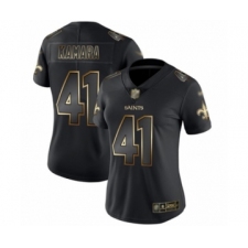 Women's New Orleans Saints #41 Alvin Kamara Black  Gold Vapor Untouchable Limited Football Jersey