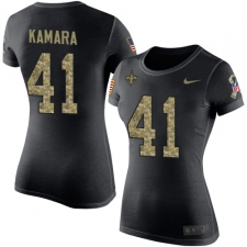 Women's Nike New Orleans Saints #41 Alvin Kamara Black Camo Salute to Service T-Shirt
