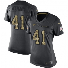 Women's Nike New Orleans Saints #41 Alvin Kamara Limited Black 2016 Salute to Service NFL Jersey