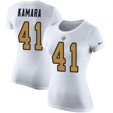 Women's Nike New Orleans Saints #41 Alvin Kamara White Rush Pride Name & Number T-Shirt