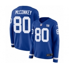 Women's Nike New York Giants #80 Phil McConkey Limited Royal Blue Therma Long Sleeve NFL Jersey