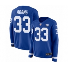 Women's Nike New York Giants #33 Andrew Adams Limited Royal Blue Therma Long Sleeve NFL Jersey