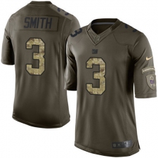 Men's Nike New York Giants #3 Geno Smith Elite Green Salute to Service NFL Jersey