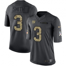 Men's Nike New York Giants #3 Geno Smith Limited Black 2016 Salute to Service NFL Jersey