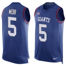 Men's Nike New York Giants #5 Davis Webb Limited Royal Blue Player Name & Number Tank Top NFL Jersey