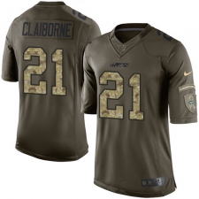 Men's Nike New York Jets #21 Morris Claiborne Elite Green Salute to Service NFL Jersey