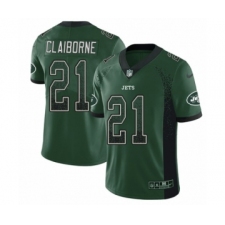Men's Nike New York Jets #21 Morris Claiborne Limited Green Rush Drift Fashion NFL Jersey