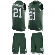 Men's Nike New York Jets #21 Morris Claiborne Limited Green Tank Top Suit NFL Jersey