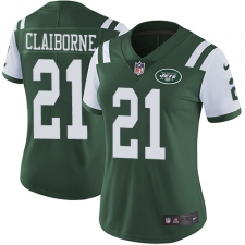 Women's Nike New York Jets #21 Morris Claiborne Elite Green Team Color NFL Jersey