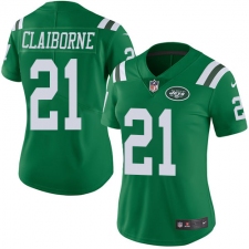 Women's Nike New York Jets #21 Morris Claiborne Limited Green Rush Vapor Untouchable NFL Jersey