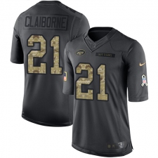 Youth Nike New York Jets #21 Morris Claiborne Limited Black 2016 Salute to Service NFL Jersey