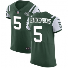 Men's Nike New York Jets #5 Christian Hackenberg Elite Green Team Color NFL Jersey