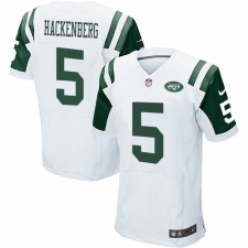 Men's Nike New York Jets #5 Christian Hackenberg Elite White NFL Jersey