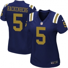 Women's Nike New York Jets #5 Christian Hackenberg Elite Navy Blue Alternate NFL Jersey