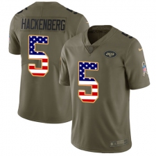 Youth Nike New York Jets #5 Christian Hackenberg Limited Olive/USA Flag 2017 Salute to Service NFL Jersey