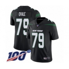 Men's New York Jets #79 Brent Qvale Black Alternate Vapor Untouchable Limited Player 100th Season Football Jersey