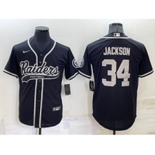 Men's Las Vegas Raiders #34 Bo Jackson Black Stitched MLB Cool Base Nike Baseball Jersey
