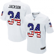 Men's Nike Oakland Raiders #34 Bo Jackson Elite White Road USA Flag Fashion NFL Jersey
