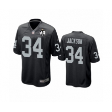 Men's Oakland Raiders #34 Bo Jackson Game Black 60th Anniversary Team Color Football Jersey