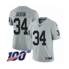 Youth Oakland Raiders #34 Bo Jackson Limited Silver Inverted Legend 100th Season Football Jersey