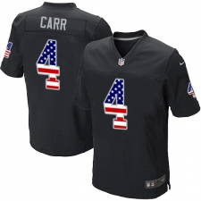 Men's Nike Oakland Raiders #4 Derek Carr Elite Black Home USA Flag Fashion NFL Jersey
