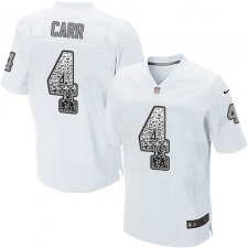 Men's Nike Oakland Raiders #4 Derek Carr Elite White Road Drift Fashion NFL Jersey