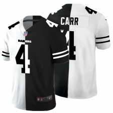 Men's Oakland Raiders #4 Derek Carr Black White Limited Split Fashion Football Jersey