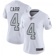 Women's Nike Oakland Raiders #4 Derek Carr Elite White Rush Vapor Untouchable NFL Jersey