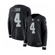 Women's Nike Oakland Raiders #4 Derek Carr Limited Black Therma Long Sleeve NFL Jersey