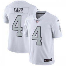 Youth Nike Oakland Raiders #4 Derek Carr Elite White Rush Vapor Untouchable NFL Jersey