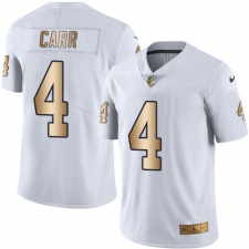 Youth Nike Oakland Raiders #4 Derek Carr Limited White/Gold Rush NFL Jersey