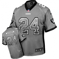 Men's Nike Oakland Raiders #24 Charles Woodson Elite Grey Drift Fashion NFL Jersey