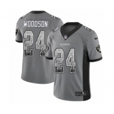 Men's Nike Oakland Raiders #24 Charles Woodson Limited Gray Rush Drift Fashion NFL Jersey
