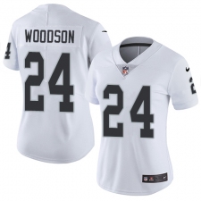 Women's Nike Oakland Raiders #24 Charles Woodson Elite White NFL Jersey