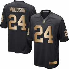 Youth Nike Oakland Raiders #24 Charles Woodson Elite Black/Gold Team Color NFL Jersey