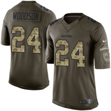 Youth Nike Oakland Raiders #24 Charles Woodson Elite Green Salute to Service NFL Jersey