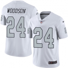 Youth Nike Oakland Raiders #24 Charles Woodson Elite White Rush Vapor Untouchable NFL Jersey