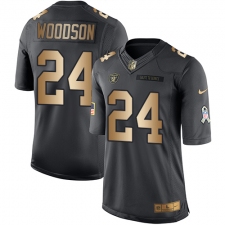 Youth Nike Oakland Raiders #24 Charles Woodson Limited Black/Gold Salute to Service NFL Jersey