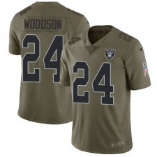 Youth Nike Oakland Raiders #24 Charles Woodson Limited Olive 2017 Salute to Service NFL Jersey