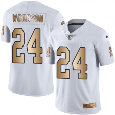 Youth Nike Oakland Raiders #24 Charles Woodson Limited White/Gold Rush NFL Jersey